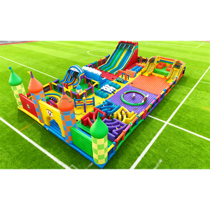 Parcours d'obstacles gonflable pour enfants sur le thème des parcs d'attractions, fabriqué sur mesure, <span class=keywords><strong>pas</strong></span> <span class=keywords><strong>cher</strong></span>, avec grand toboggan - Product Image 1