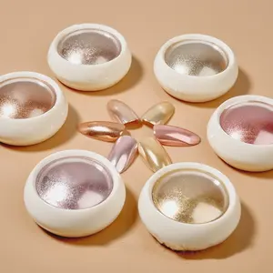 6 Botol/Set Bubuk Kuku Krom Rose Gold Efek Cermin Pigmen Manikur Glitter Debu untuk DIY Nail Art Deco 6 Aplikator Eyeshadow