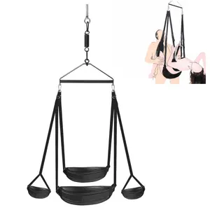 Sex Swing for Couples with Bold Swing Hanger Frame, Faux Leather Seat Stirrup, Spinning Swivel Sex Sling Indoor Sex Furniture