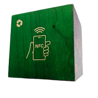 Support NFC en bois imprimé, cube hexagonal en bois, RFID 13,56 MHz, support de table NFC pour menu et commande par contact en hôtel et restaurant