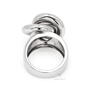 Einzigartiges Design Rhodium-Plattierter Sterling Silber 925 Schlichter <span class=keywords><strong>Ring</strong></span> für Damen und Herren - Product Image 3
