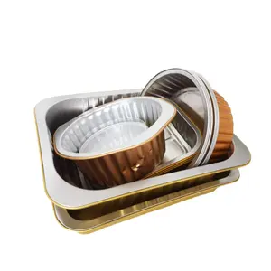 ODM Heatable Pulp Moulding Rectangular Aluminum Food Container foil Box Tray for Cake food retail