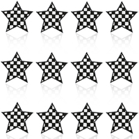 Patch étoile à carreaux noir et blanc, broderie en forme d'étoile, applique thermocollante pour veste de motard, sac, chapeau, décoration DIY