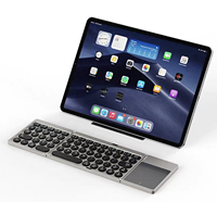Teclado BT Plegable con Panel Táctil de Precisión, Ultra Delgado, Inalámbrico, con Interruptor de Tijera, Funda con Soporte para iPad, Tablet y Teléfono