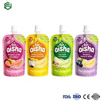 Sachets souples personnalisés avec bec verseur, sacs composites haute barrière anti-fuite pour produits pour bébés et fruits, graphismes personnalisés disponibles