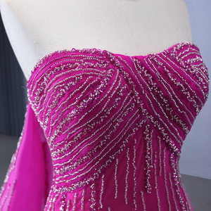 Robes de soirée de luxe sexy à épaules dénudées en perles de couleur violette sirène arabe 2024 pour femmes Rsm241004 - Product Image 5