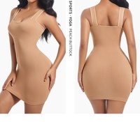 Robe gainante sans couture pour femme, à bretelles spaghetti, haute élasticité, effet amincissant, contrôle du ventre et remonte-fesses