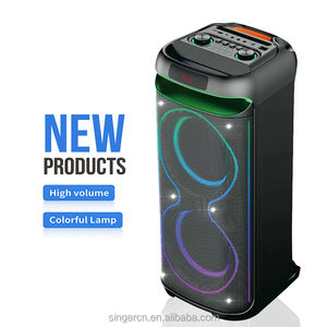 Enceinte Bluetooth portable double 8 pouces DR-8819 avec éclairage LED, pour fêtes en extérieur, sans fil, en plastique, avec fonction chant, alimentation CA/batterie - Product Image 4