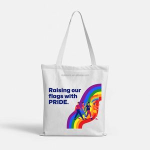 DLBZ Vente en gros de sacs fourre-tout en toile de coton bio de haute qualité, écologiques, unis, à grande capacité, personnalisés, arc-en-ciel, LGBTQ - Product Image 2