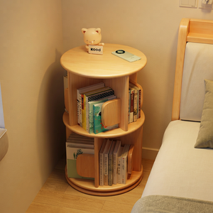 Librería esquinera moderna de madera con estantes giratorios para almacenamiento en el hogar, oficina y sala de estar. - Product Image 4