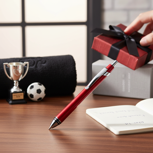 Penna a Sfera in Metallo Rossa con Logo Personalizzato, Click Sportivo, Corpo Novità 0.5mm-1.0mm Nero, Ideale per Sport e Regali - Product Image 3