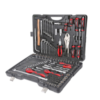 Vente chaude, 142 pièces, jeu d'outils de réparation automobile, douilles, ensembles d'outils à main durables, poignées en acier, matériau en acier inoxydable, étui rigide
