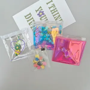 Fashion Custom Ziplock Jewelry Packaging Bag Biodegradable PVC Clear Mini Zipper Pouch Jewelry /Necklace Zipper Bag