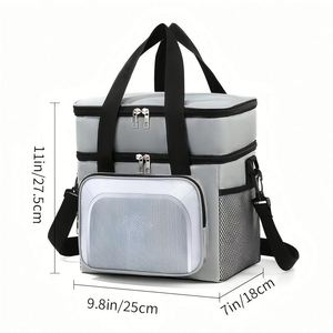 Nouveau sac à lunch double couche 2026, sac isotherme en tissu Oxford avec feuille d'aluminium épaissie pour bento - Product Image 5
