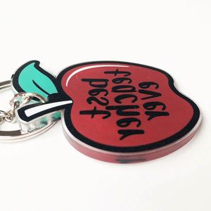 Porte-clés en acier inoxydable et acrylique, motif chat, motif pomme spécial, durable, adorable, cadeau idéal pour la fête des enseignants, vente chaude - Product Image 5