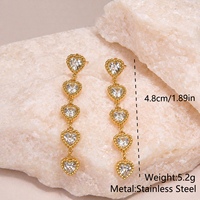 Pendientes de Corazón Románticos KITI, Hipoalergénicos, de Acero Inoxidable, con Circonita Cúbica Brillante, Chapados en Oro PVD, Regalo de Joyería