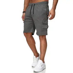 Nouvelle salopette de sport courte pour hommes de grande taille short multi-poches pantalon de fitness sport décontracté pantalon cinq quarts