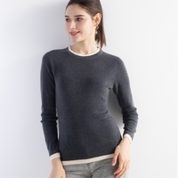 Pull en laine pour femme, deux pièces, col rond, manches longues, coupe ajustée, tricot doux, pull en maille, vêtements pour femmes