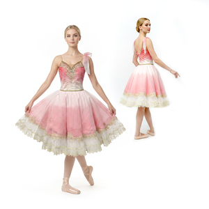 Tutú de Ballet Romántico Rosa Ombre Aurora, Tutú de Hada Floral con Pedrería, Corsé con Pedrería, Ropa Profesional para Actuaciones en Escenario - Product Image 1