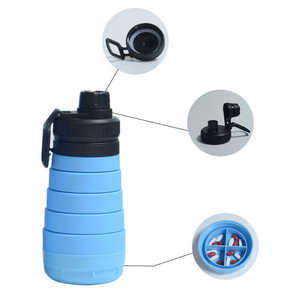 Noval 750ml thực phẩm phân loại lớn Khoan Di động ngoài trời gấp ráp silicon chai nước với Pill Hộp 5 lưu trữ - Product Image 1