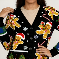 Pull décontracté de Noël à col en V et manches longues, personnalisable en gros