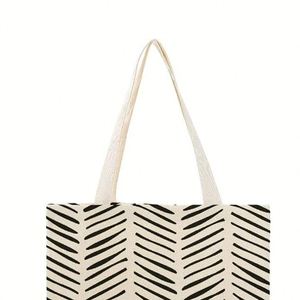 Grand sac fourre-tout en toile imperméable pour femme, design spacieux, fermeture à bandoulière, poignée en ruban, sac fourre-tout en toile - Product Image 2