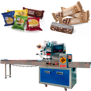 Precio de fábrica Máquina automática de envasado de flujo de alimentos Máquina de envasado de galletas Máquina de envasado de barras de <span class=keywords><strong>cereales</strong></span> de proteína de chocolate - Product Image 1