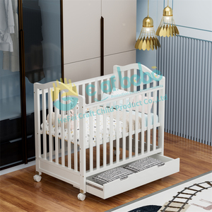 Cunas de Estilo Europeo para Niños en Madera Maciza Muebles de Cama Infantiles Cunas de Bebé Ajustables con Cajón - Product Image 1
