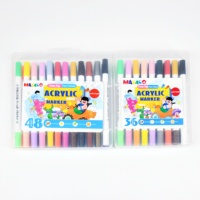 Ensemble de marqueurs acryliques à double pointe en plastique vibrant de 48 couleurs avec tête de pinceau souple pour graffitis multi-surfaces et peinture DIY