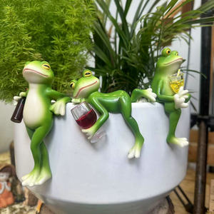 Resin Crafts Frog <strong>Pot</strong> Hanging Display Piece Outdoor Courtyard Simulation Animal Decorative <strong>Fish</strong> for Tank Edge Hanging Piece - Product Image 1