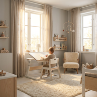 Bureau d'étude électrique à trois moteurs pour enfants, hauteur réglable, plateau inclinable avec étagère pour la lecture, le dessin et l'écriture