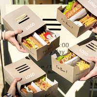 Boîte à sandwich à emporter personnalisée biodégradable, en matériaux recyclables, avec séparateurs en papier alimentaire pour hot-dogs