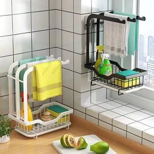 Porte-chiffons de cuisine suspendu au mur Étagère de comptoir sans perforation pour la vaisselle Étagère d'égouttage en tissu Étagères et unités de rangement - Product Image 4