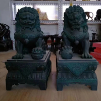 Décoration de jardin, sculpture d'art en métal chinoise Feng Shui, grandes statues de chiens Foo en bronze antique