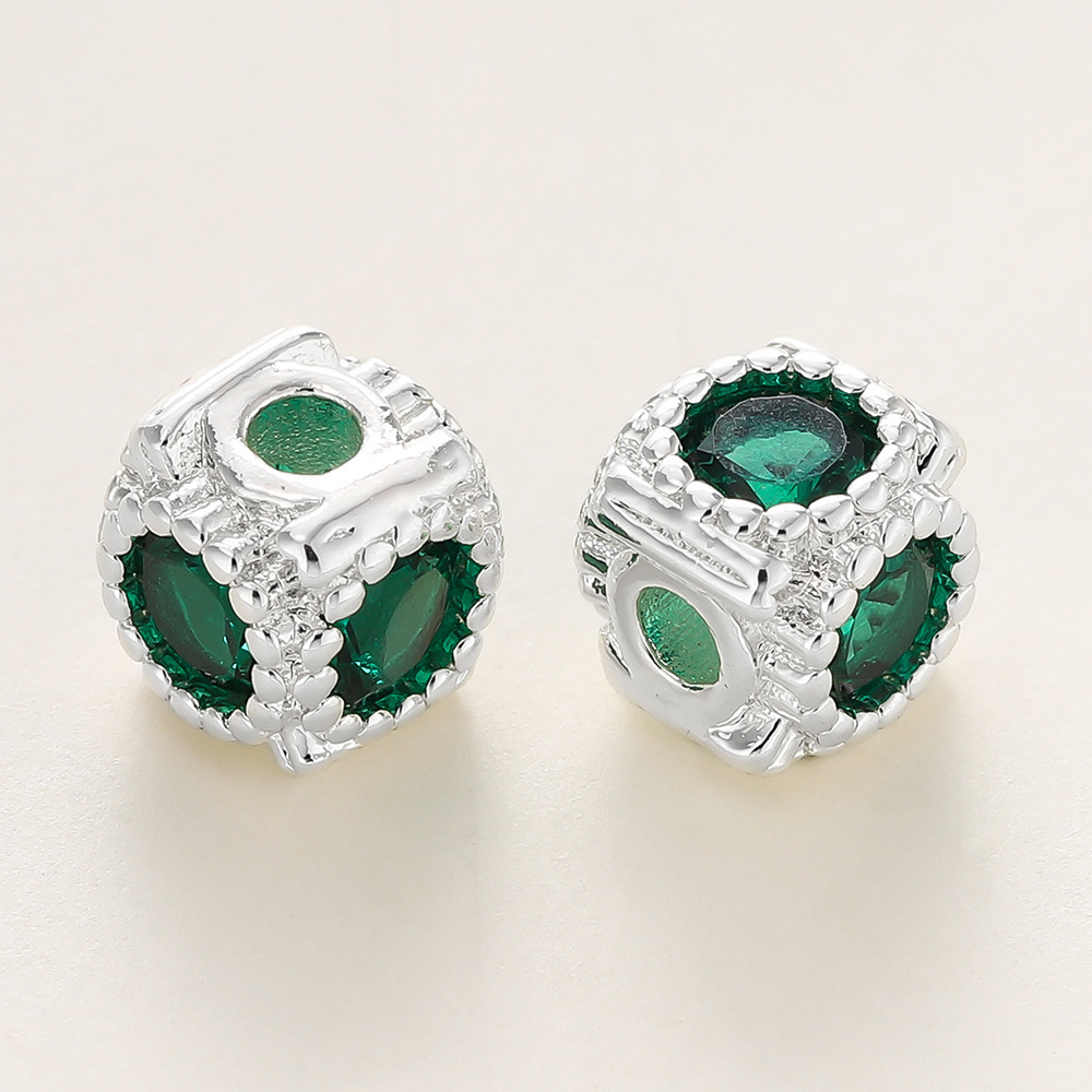 Perles d'espacement carrées en dentelle épaisse argentée avec préservation de la couleur - vert foncé