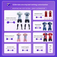 Jersey Sepak Bola Kustom Cepat Kering Profesional Unisex Semua Musim Set Satu Potong Layanan OEM Bahan 100% Poliester