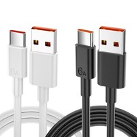 Kabel Data Pengisian Cepat USB-C 120W Termurah, Bahan PVC, Tipe-C 6A, Pengisian Super Cepat untuk Ponsel