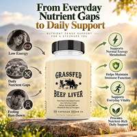 Capsules de foie de bœuf nourri à l'herbe OEM 500mg 180 unités Foie de bœuf déshydraté naturel Complément alimentaire pour adultes
