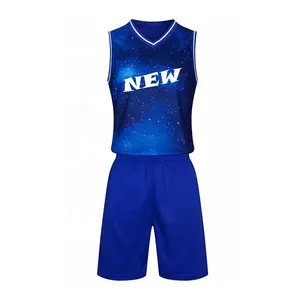 定制最佳设计彩色蓝色篮球服衬衫男子青少年篮球服