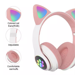 Mới bt5.0 trẻ em màu hồng dễ thương mèo tai không dây stereo thể thao Tai nghe có thể gập lại không thấm nước STN-28 Tai nghe không dây - Product Image 3