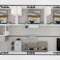 Maison conteneur extensible à glissière fluide, Villa ou logement annexe avec fenêtres panoramiques, Maison préfabriquée entièrement isolée