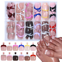 288 Uds./caja, Puntas de Uñas Postizas de Gel de Cobertura Completa, 12 Colores, Uñas Postizas de ABS para Dedos de Manos y Pies, Uñas Francesas a Presión