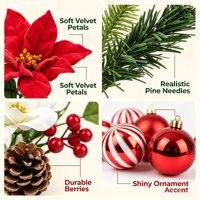Tengsen Kleiner Europäisch-Amerikanischer Weihnachtsdekorationsstrauß Künstliche Tannenzapfen Grünzeug DIY Kranz Baum Fenster Tür Feiertagsdekoration