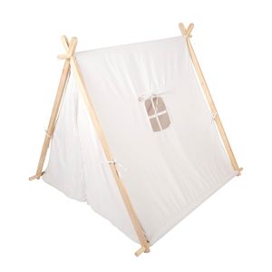Tente en toile blanche, tipi, maison de jeu pour enfants avec 2 portes et une fenêtre pour une utilisation dans le salon - Product Image 1