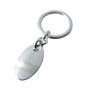 Portachiavi Ovale in Argento Sterling 925, Catena Portachiavi in Metallo - Product Image 2