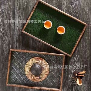 ชุดถาดแก้วสีวอลนัททรงสี่เหลี่ยม ถาดเสิร์ฟตกแต่งสำหรับถ้วยชา ผลไม้ ขนมขบเคี้ยว จัดเก็บและโชว์ - Product Image 4