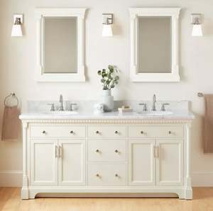 Shaker Style Bathroom Vanities <b>White</b> <b>Wooden</b> Double Sink Bathroom Vanities - Product Image 2