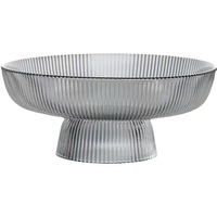 Plateau à fruits en verre à motifs verticaux sur pied avec bordure dorée, grande capacité et ensemble de plateaux simples pour bonbons et fruits