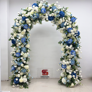 Arche florale artificielle en soie bleue et blanche, modèle LEDA Explosive, pour décoration événementielle, arrangement floral populaire - Product Image 1