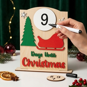 Wooden Christmas Countdown <b>Calendar</b> Dry Erase <b>Advent</b> <b>Calendar</b> Tabletop Holiday Decoration Reusable Home Decor - Product Image 3